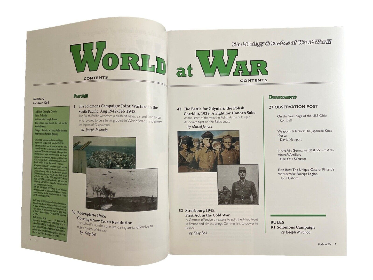 World At War Wargame Magazine #2 N History Board Game - The Solomons Campaign